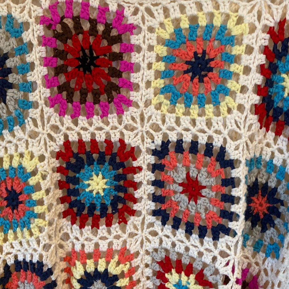 debut Cream Open Knit Sweater in Granny Squares - Picture 4 of 8